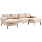 HOMCOM - Canapé en U avec double méridienne pour salon - beige-Design en forme de U avec double méridienne adapté aux grandes pièces 