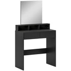 HOMCOM Makeup Vanity Desk with Mirror - 29.5" L x 15" W x 53.1" H - Black-Large, sustainable copper-free mirror offers clear reflections 