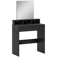 HOMCOM Makeup Vanity Desk with Mirror - 29.5" L x 15" W x 53.1" H - Black-Large, sustainable copper-free mirror offers clear reflections 