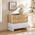 Modway Nolia 3-Drawer Color Block Dresser - Oak White-Wood Grain Laminate Finish