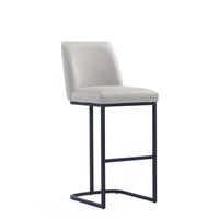 Manhattan Comfort - Serena tabouret de bar moderne 45 cm en similicuir rembourré - gris clair-Tabouret de bar moderne avec dossier parfait pour une utilisation au bar et dans la cuisine