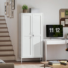 HOMCOM - Armoire de rangement en métal 69 po avec serrure - blanc-Fabriqué en acier, il supporte jusqu’à 265 lb (120 kg), finition poudrée résistante à la rouille 