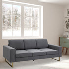 HOMCOM Modern Three Seat Linen Upholstery Lounge Sleeper - Dark Grey-Extra support with cushioned back and wide track armrest   