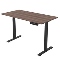 Ezywork - Bureau assis-debout électrique réglable en hauteur 60 po - Structure noire / Plateau en bois foncé-Plateau de table d'une seule pièce, épaisseur 1 pouce