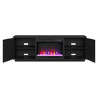 Hudson&Canal Hanson TV Stand with 26" Crystal Fireplace for TV's up to 75" - Black Grain-The top has a weight capacity of 75lbs, lower shelves can hold 25lbs each
