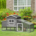 PawHut - poulailler en bois 79 po, maison pour poules d’extérieur grise-Perchoirs à l'intérieur de la maison pour le repos 
