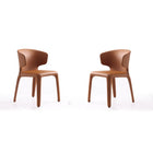 Manhattan Comfort Conrad 20.47" Mid-Century Modern Faux Leather Upholstered Dining Chairs - Saddle - Set of 2-Mid-Century Modern Dining Chair for Dining Room Use. Set of 2