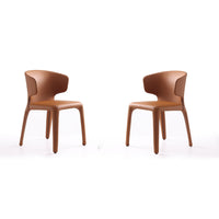 Manhattan Comfort - Lot de 2 chaises de salle à manger Conrad 52 cm style mid-century modern, revêtement en similicuir, coloris Saddle-Chaise de salle à manger style milieu du siècle pour usage en salle à manger lot de 2