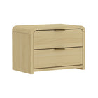 Manhattan Comfort Grace 28" Modern Nightstand - Natural Oak/Gold-Made of High Quality MDF with Mix of Solid Wood