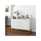 HOMCOM 47.2" L Sideboard Buffet Cabinet with Storage - White-Material: MDF, Metal 