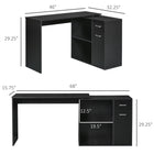 HOMCOM 46" L-Shaped Desk with Drawer - Black-Assembly required