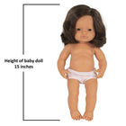 Miniland Educational Anatomically Correct 15" Baby Doll - Caucasian Girl - Brunette-Great for teaching social skills