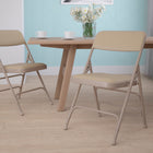 Flash Furniture HERCULES Series Curved Triple Braced & Double-Hinged Beige Vinyl Metal Folding Chair-Riveted Steel Components