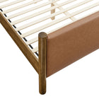 Modway Maven Full Size Vegan Leather Upholstered Platform Bed - Tan Walnut-Weight Capacity: 794 lb
