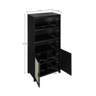 Manhattan Comfort Sheridan 31.49" Mid-Century Modern Bookcase Cabinet - Black-Includes 2 Soft Close Doors with 4 Concealed Compartment, and 3 Open Shelves