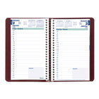 Blueline 2026 Daily Planner Spiral Binding - 8" x 5" - Burgundy - Bilingual-Spiral binding and soft lizard-like black cover