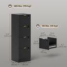 HOMCOM 4-Drawer Fluted Vertical Letter/A4 Filing Cabinet with Lock - Black-Anti-tip kits ensure stability and safety
