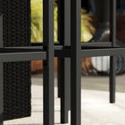 Outsunny - Ensemble de bar de patio 5 pièces avec Table de bar à dessus en verre trempé et étagères, 4 chaises de bar, noir-Plateau de table avec verre trempé de 0,2 po d'épaisseur pour une résistance et une sécurité supérieures