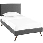 Modway Camille Fabric Twin Platform Bed with Round Splayed Legs - Grey-Mounts in Four Locations
