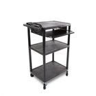 Luxor Resin 3-Shelf Flat Cart with Pullout Shelf & Power Strip - Black-Multipurpose utility cart perfect for use with audio/video equipment and more