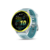 Garmin Forerunner 570 Smartwatch - 47mm - Amp Yellow Aluminum with Translucent Whitestone/Turquoise Band-GARMIN COACH ADAPTIVE TRAINING - Train for an event, achieve a milestone, or improve your fitness with Garmin Coach training plans for running, triathlon, cycling or strength. Select plans even adapt daily for personalized workouts based on your performance, recovery and health metrics.