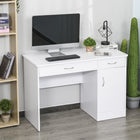 HOMCOM 43.25" Computer Desk with Storage Drawers - White-Large top surface provides excellent writing and working experience