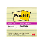 Post-it Super Sticky Notes - 4" x 4" - Canary Yellow - Lined - 270 sheets - 3 Pack-Revolutionary adhesive technology ensures your notes will stick securely to more surfaces