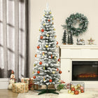 HOMCOM - Sapin de Noël artificiel 6 pi avec 390 branches floquées de neige-La forme crayon ne prend pas beaucoup de place au sol ou sur la table, convient aux petites pièces ou à un deuxième sapin de Noël dans une entrée 