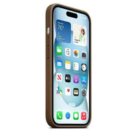 Apple FineWoven Case with MagSafe for iPhone 15 - Taupe-With built-in magnets that align perfectly with iPhone 15, this case offers a magical attach experience and faster wireless charging, every time