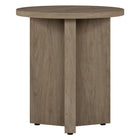 Hudson&Canal - Table d'appoint ronde Anders de 50 cm de largeur, , en chêne gris vieilli-La table est fabriquée à partir de matériaux MDF de haute qualité et durables