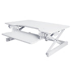 Rocelco 32" Sit To Stand Ergonomic Adjustable Height Desk Riser with Easy Up-Down Handles, White-Large Work Surface: 32" wide by 20.5" deep desktop that holds up to two 24" monitors or one 32" monitor and retractable keyboard tray is 21" wide by 11" deep