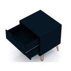 Manhattan Comfort - Table de nuit Rockefeller 51 cm style mi-siècle moderne à 2 tiroirs - Tatiana bleu minuit-Pieds évasés en fil métallique à la mode pour une durabilité accrue