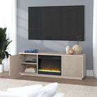 Hudson&Canal - Meuble TV Hanson avec foyer en cristal de 26 pouces pour téléviseurs jusqu'à 75 pouces - Blanc aulne-Dimensions du produit : 15,5" L x 70" l x 22" H