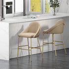 Manhattan Comfort Gracie 22" Modern Leatherette Upholstered Barstool - Tan and Gold - 2 Pack-Frame and Legs Features Choice of Fully Welded Black Steel or Gold Stainless Steel