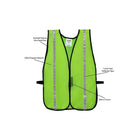 Cordova – Veste de sécurité en maille vert lime haute visibilité, ruban réflecteur 1 po, taille unique, paq./12-Fermeture à crochet et boucle en velcro