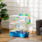 PawHut 23" Large Hamster Cage 5-Level with Tunnel Tube System - Blue-Includes a hut on the perch, water bottle, food dish, ramps and exercise wheel