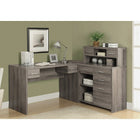 Monarch Specialties 7318 Computer Desk - Dark Taupe Left Or Right Facing Corner-Reversible configuration allows for a left or right set-up for the storage unit with the hutch to create a functional workspace in fashionable style.