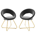 Modway Nouvelle Performance Velvet Dining Chair - Gold/Charcoal - 2 Pack-Retro Modern Dining Chairs