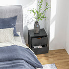 HOMCOM - Table de nuit moderne avec 2 tiroirs et pieds en bois - noir-Assemblage requis 