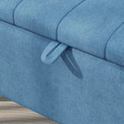 HOMCOM - Banc ottoman de rangement en tissu lin - bleu foncé-Matériau : Tissu aspect lin (100 % polyester), mousse, acier 