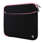 Vangoddy - Housse de protection en néoprène pour ordinateur portable 12" avec poche supplémentaire - Noir/Rose-Dimensions extérieures - 12,25 po x 10 po