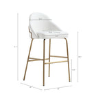 Manhattan Comfort Gracie 22" Modern Leatherette Upholstered Barstool - White and Gold - 3 Pack-Upholstered in Luxurious Leatherette with Fine Stitching 