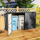 Outsunny 7.6' x 3.4' Garbage Bin Shed for 3 Trash Cans - Dark Grey-Galvanized steel construction resists rain, rot, and fire

