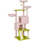 PawHut - Arbre à chat fleur 62 po avec 2 condos, lits, hamac - perchoir en peluche-Présente un charmant motif floral, ajoutant une touche douce et élégante à votre intérieur 