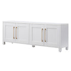 Hudson&Canal Chabot TV Stand for TV's up to 75" - White-The top has a weight capacity of 75lbs, lower shelves can hold 25lbs each