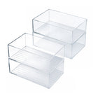 Azar Medium Stackable Plastic Storage Bin - 2.5" x 6.5" x 4.25" - Clear - 4 Pack-Stackable space-saving design