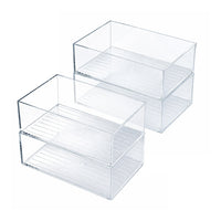 Azar Medium Stackable Plastic Storage Bin - 2.5" x 6.5" x 4.25" - Clear - 4 Pack-Stackable space-saving design