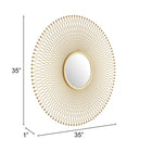 Zuo Glow Round Mirror - Gold-3 year limited warranty