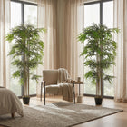 Outsunny 6' Artificial Bamboo Tree in Pot with 1530 Leaves - Green - 2 Pack-Suitable for home or office, spices up any space with its natural accent 