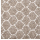 Modway Solvea Moroccan Trellis Shag Area Rug - 5 ft W x 8 ft L - Beige/Ivory-Stain Resistant / Easy To Clean